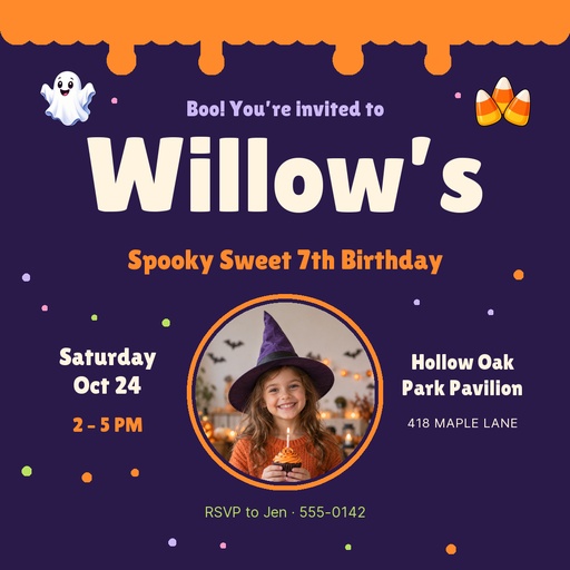 Square post size of Spooky Sweet Seven