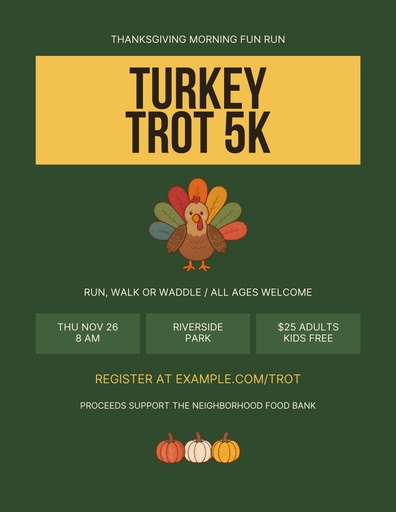 Letter flyer size of Turkey Trot 5K