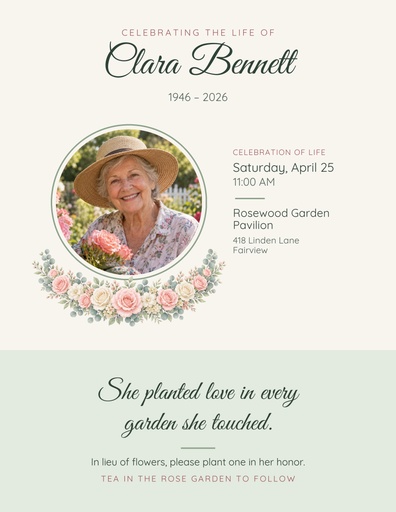Letter flyer size of Where the Roses Grow