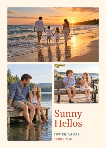 Portrait greeting size of Sunny Hellos from Our Family