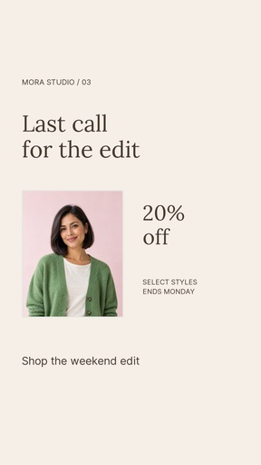 Story closing offer size of Weekend Wardrobe
