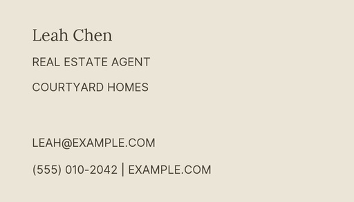 Agent contact card size of Keys to the Courtyard