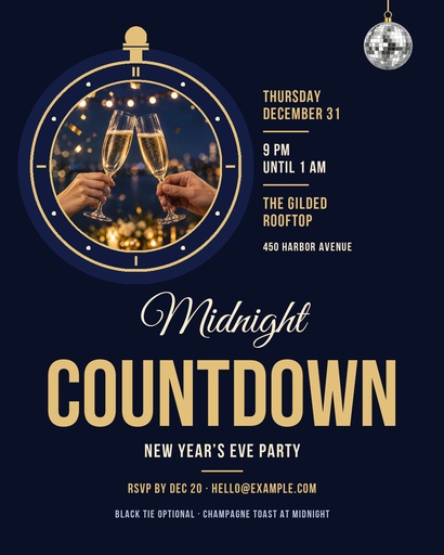 Portrait post size of Midnight Countdown Party