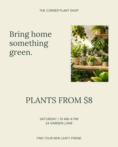 The Corner Plant Shop Letter Flyer Template - Design Templates