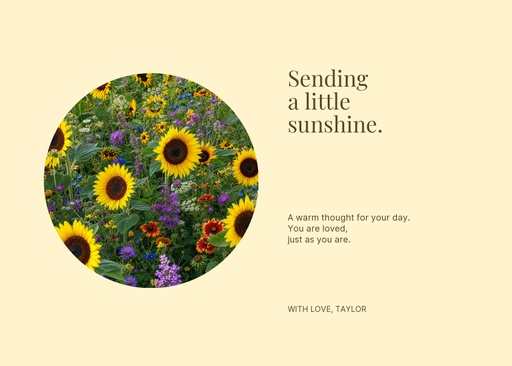 Landscape greeting size of Sending a Little Sunshine