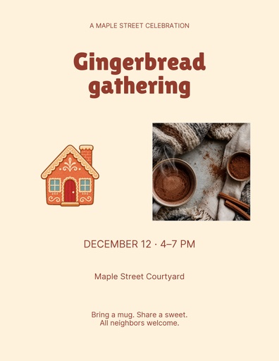 Letter flyer size of Gingerbread Gathering
