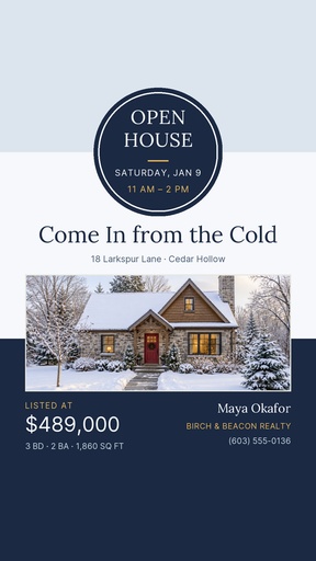 Story opener size of Snowy Saturday Open House