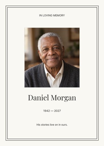 Remembrance card size of A Lasting Legacy