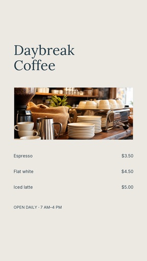 Story opener size of Daybreak Coffee