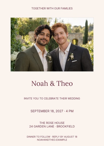 5 × 7 invitation size of The Garden Chapter