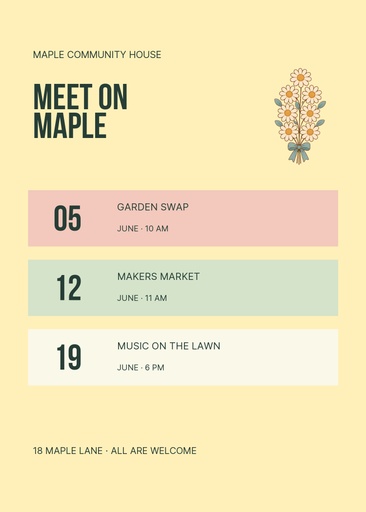 5 × 7 invitation size of Meet on Maple