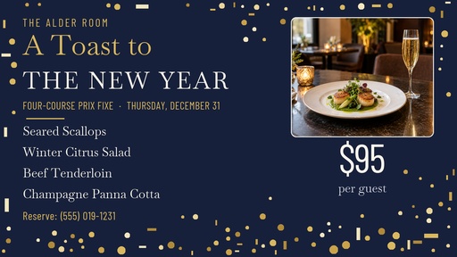 Digital menu board size of A Toast to the New Year