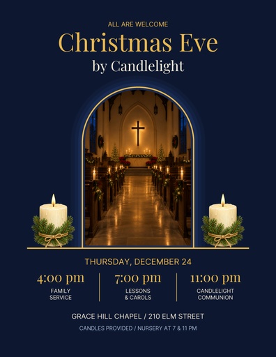 Letter flyer size of Christmas Eve by Candlelight