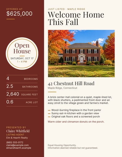 Letter flyer size of Harvest Home Open House