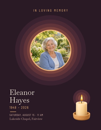 Letter flyer size of Remembering Her Light