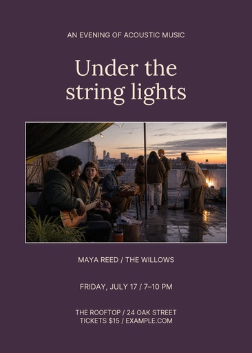 5 × 7 invitation size of Under the String Lights