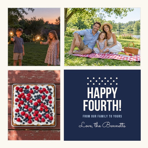 Square post size of Happy Fourth from Our Family