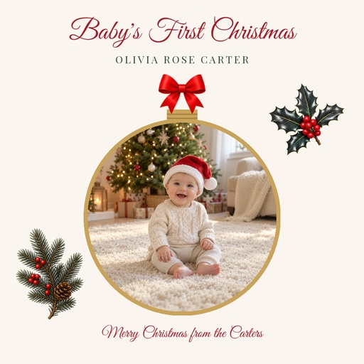 Square post size of Baby's First Christmas