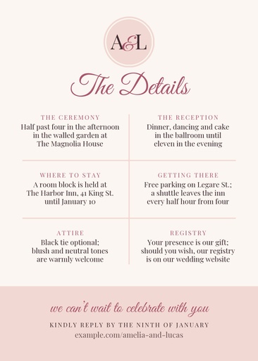 Details card size of Monogram in Blush