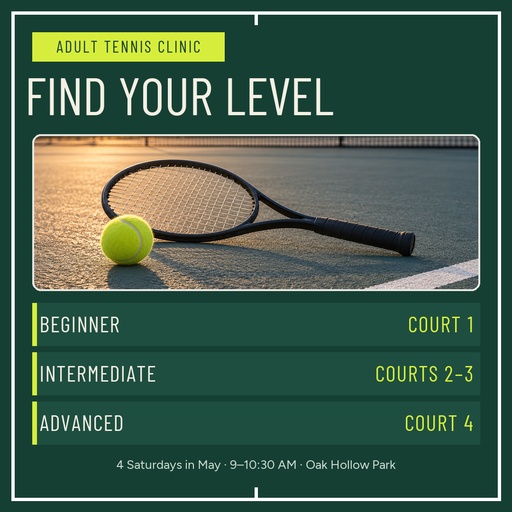 Score post size of Adult Tennis Clinic