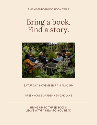Letter flyer size of The Neighborhood Book Swap