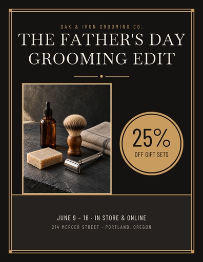 Letter flyer size of The Father's Day Grooming Edit