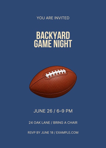 5 × 7 invitation size of Backyard Game Night