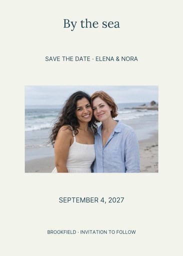 Save the date size of Coastline Vows