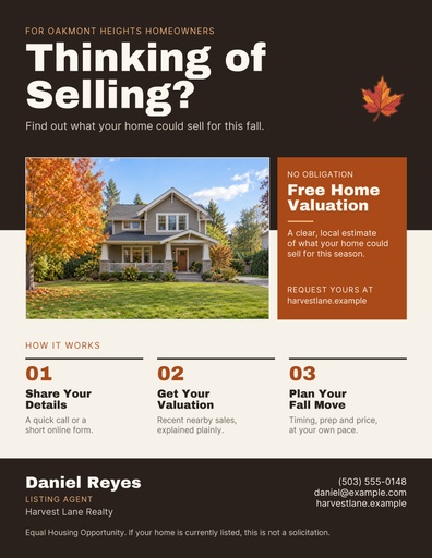 Letter flyer size of Thinking of Selling This Fall