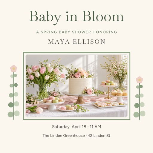 Square post size of Sweet Spring Baby Shower