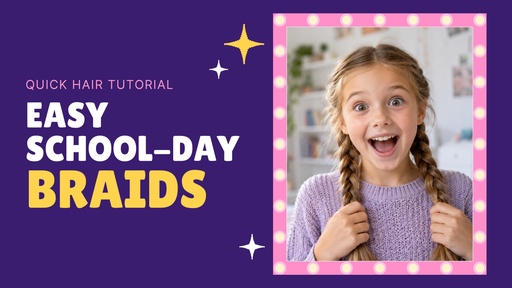 YouTube thumbnail size of Easy School-Day Braids