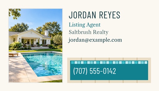 Agent contact card size of The Poolside Bungalow Listing