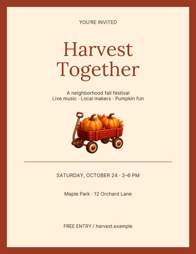 Letter flyer size of Harvest Together
