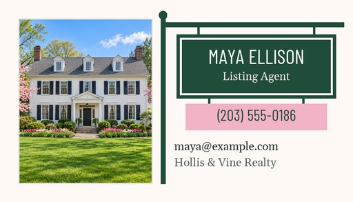 Agent contact card size of Spring Open House on Maple Street