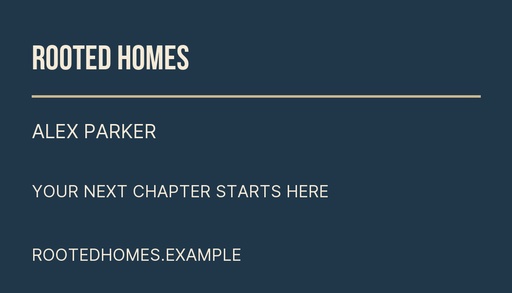 Agent contact card size of Room to Put Down Roots