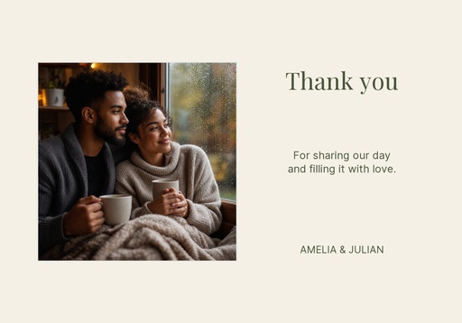 Thank-you card size of Orchard House Wedding