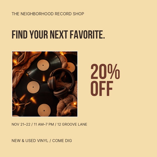 Square post size of The Neighborhood Record Shop