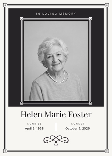Remembrance card size of A Life Well Lived