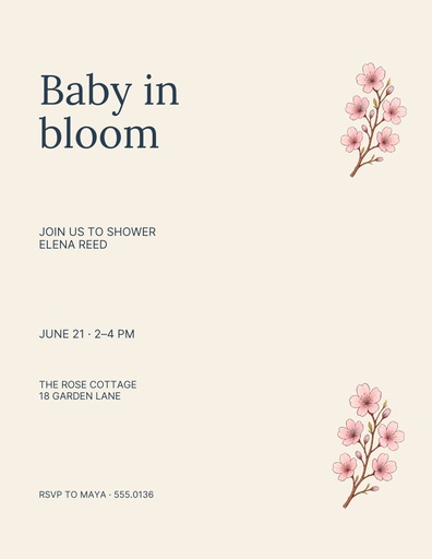 Letter flyer size of Baby Love in Bloom