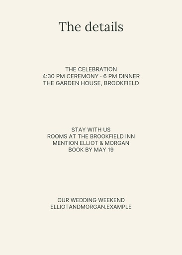 Details card size of Garden Vows