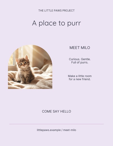 Letter flyer size of A Place to Purr