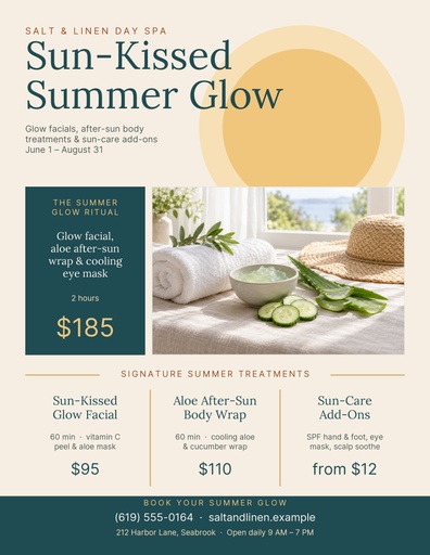 Letter flyer size of Sun-Kissed Summer Glow
