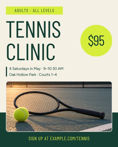 Portrait post size of Adult Tennis Clinic
