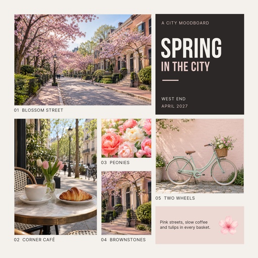 Square collage size of Spring in the City