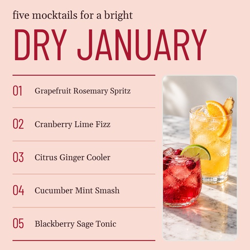 Square post size of Five Mocktails for Dry January