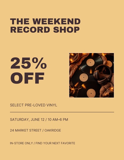 Letter flyer size of The Weekend Record Shop