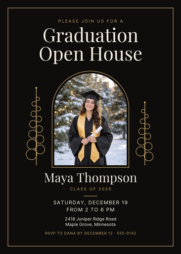 5 × 7 invitation size of A Golden Graduation