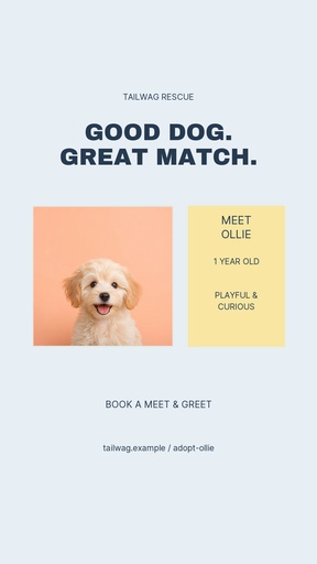 Story opener size of Good Dog Great Match
