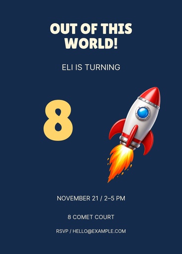 5 × 7 invitation size of Eight Is Out of This World
