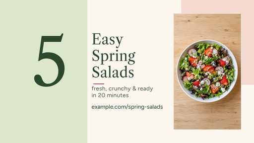 Landscape graphic size of 5 Easy Spring Salads